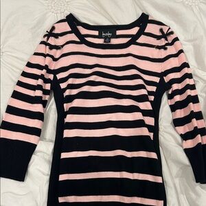 by & by Pink and Black Striped Long Sleeve Top